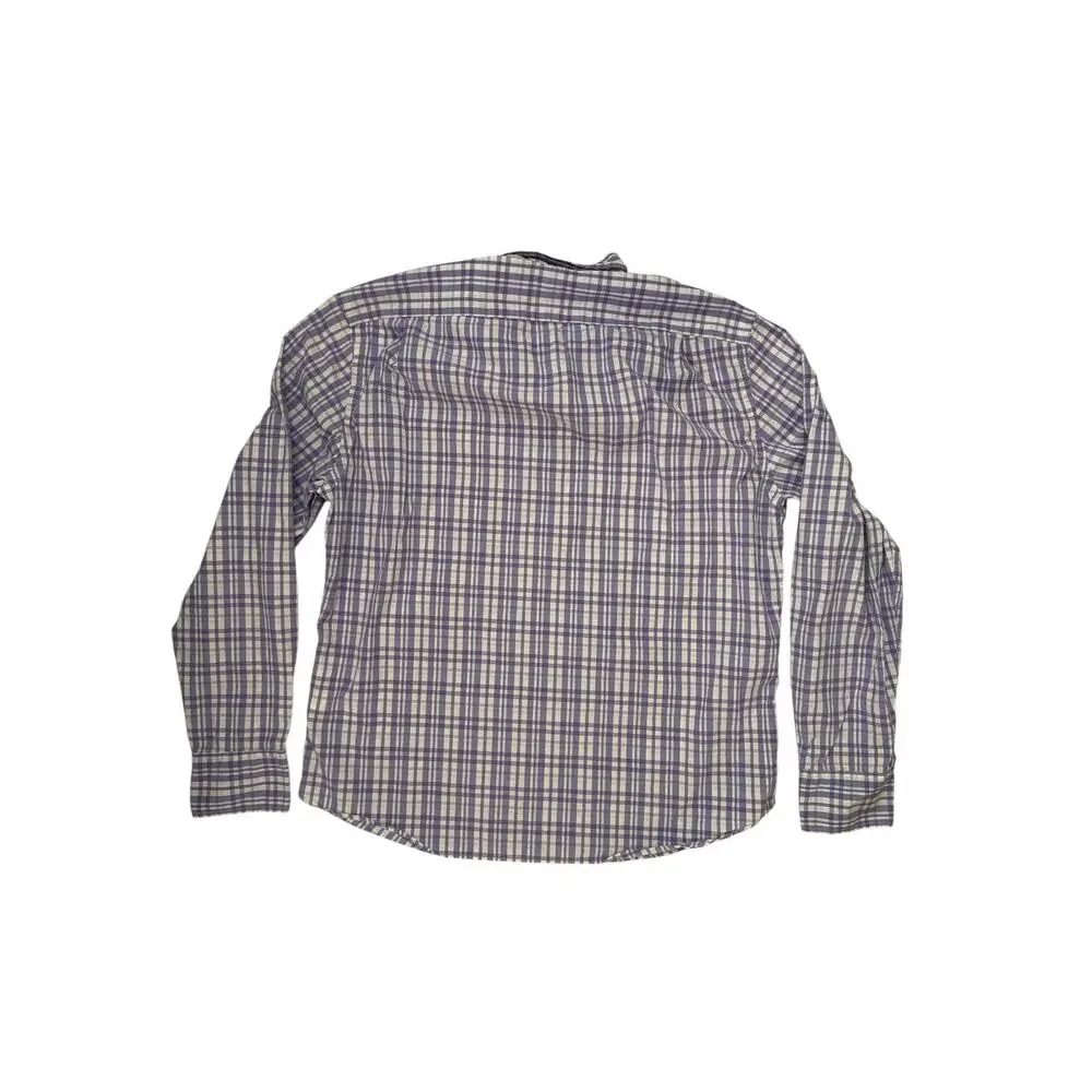 J.CREW Flex Washed Purple Green Plaid Slim Untucked Shirt Size Large Mens #BE213